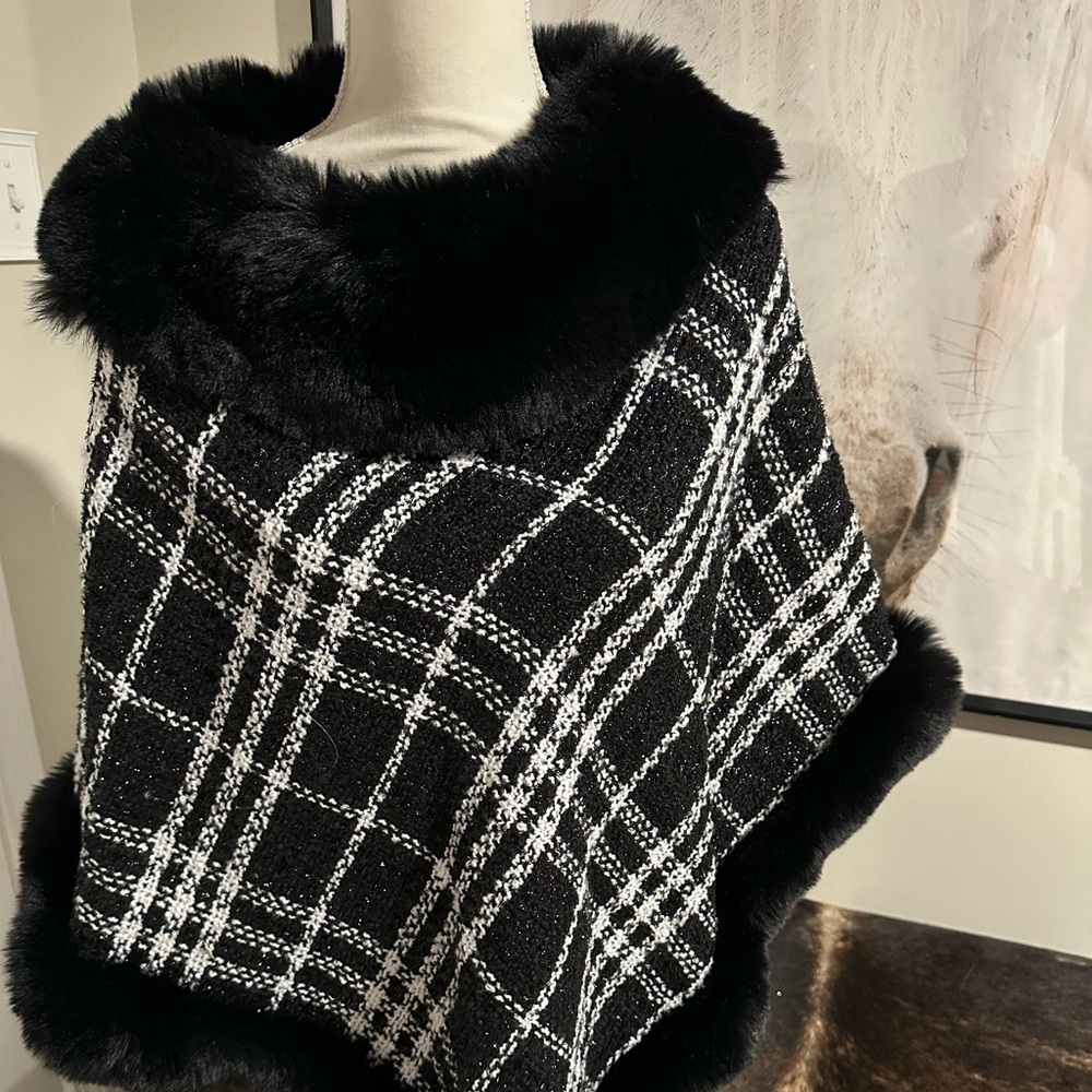 Plaid poncho